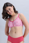 Zivame Double Layered Non Wired 3/4th Coverage Bra - Dark Pink Floral — thumbnail 2